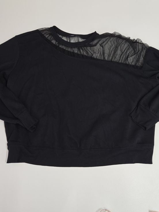 Maeve Tops - Anthropologie Maeve 2X Sheer-Shoulder Pullover Knit Top Black Goth Evening Chic